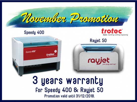 Trotec 3 Years Warranty for Speedy 400 and Rayjet 50